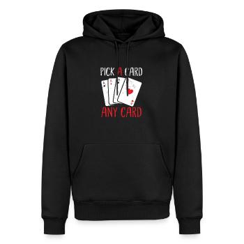 Kartenmagie Magier - Pick A Card Any Card - Männer Premium Bio Hoodie - Schwarz - Vorne - Nico (187cm)