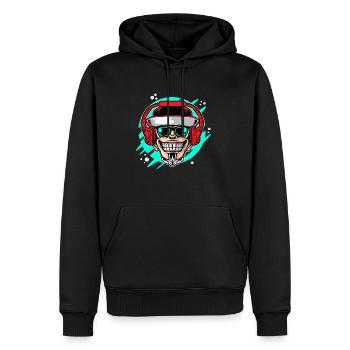 Monkey DJ mit Kopfhörer & Sonnenbrille Geschenkide - Männer Premium Bio Hoodie - Schwarz - Vorne - Nico (187cm)