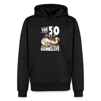 50. Geburtstag Vor 50 Jahren war ich mal der - Männer Premium Bio Hoodie - Schwarz - Vorne - Nico (187cm)