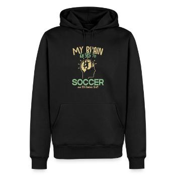 My Brain is 95% Soccer Fußballgott Fußballspieler - Männer Premium Bio Hoodie - Schwarz - Vorne - Nico (187cm)