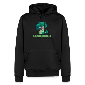 Broccoholic Végétalien Végétarien et Végétarien - Sweat à capuche Premium bio Homme - noir - Devant - Nico (187cm)