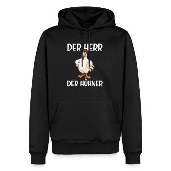 Der Herr der Hühner Hühnerzüchter Chicken Landwirt - Männer Premium Bio Hoodie - Schwarz - Vorne - Nico (187cm)