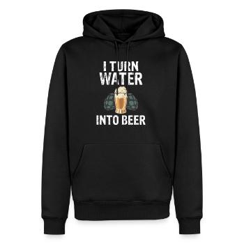 I turn water into beer Bierbauer Bier Braumeister - Men’s Premium Organic Hoodie - black - Front - Nico (187cm)