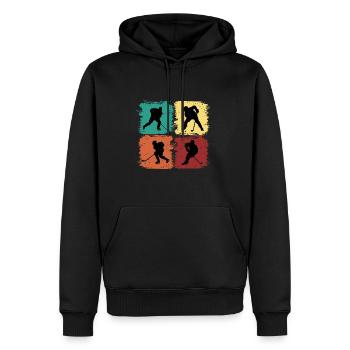 Maillot de hockey sur glace Vintage - Sweat à capuche Premium bio Homme - noir - Devant - Nico (187cm)