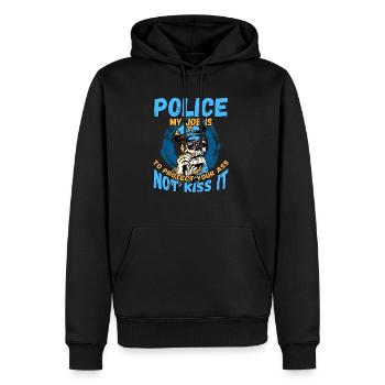 Conception de l’application du droit pour un agent de police - Sweat à capuche Premium bio Homme - noir - Devant - Nico (187cm)