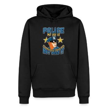 Conception de l’application du droit pour un agent de police - Sweat à capuche Premium bio Homme - noir - Devant - Nico (187cm)