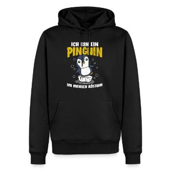 ICH BIN EIN PINGUIN IM MENSCH KÖSTUM Geschenkidee - Männer Premium Bio Hoodie - Schwarz - Vorne - Nico (187cm)