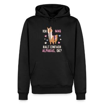Ich mag einfach Alpakas Pako Lama Huacaya Alpaca - Männer Premium Bio Hoodie - Schwarz - Vorne - Nico (187cm)