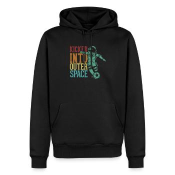 Kicked Into Outer Space Fußballspieler - Männer Premium Bio Hoodie - Schwarz - Vorne - Nico (187cm)