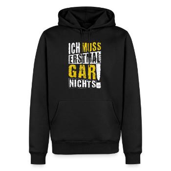 ICH MUSS ERSTMAL GAR NICHTS Geschenkidee - Männer Premium Bio Hoodie - Schwarz - Vorne - Nico (187cm)