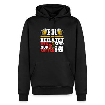 Er heiratet wir sind nur zum saufen - Männer Premium Bio Hoodie - Schwarz - Vorne - Nico (187cm)