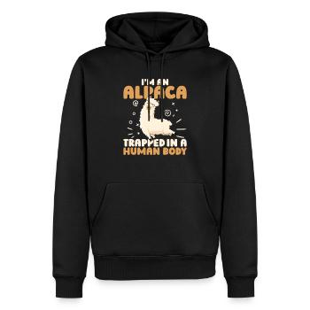I'm An Alpaca Trapped In A Human Body Huacaya - Sweat à capuche Premium bio Homme - noir - Devant - Nico (187cm)