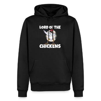 Lord of the Chickens Hühnerflüsterer Hänchenwagen - Männer Premium Bio Hoodie - Schwarz - Vorne - Nico (187cm)