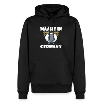 Mäht in Germany lustiger Rasenmäher und Schaf Spru - Männer Premium Bio Hoodie - Schwarz - Vorne - Nico (187cm)