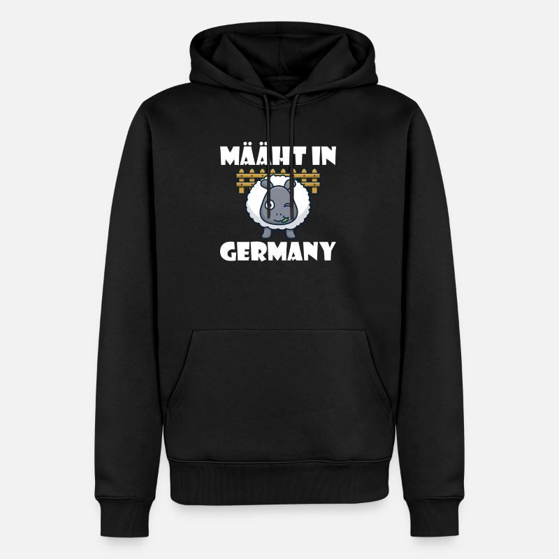 Mäht in Germany lustiger Rasenmäher und Schaf Spru - Männer Premium Bio Hoodie - Schwarz