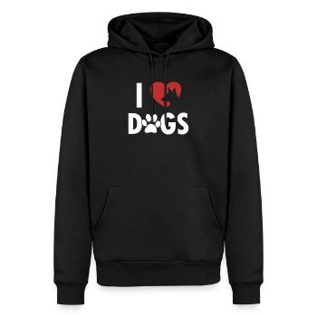 I love Dogs Quadrupède Wauwau Mâle Propriétaire - Sweat à capuche Premium bio Homme - noir - Devant - Nico (187cm)
