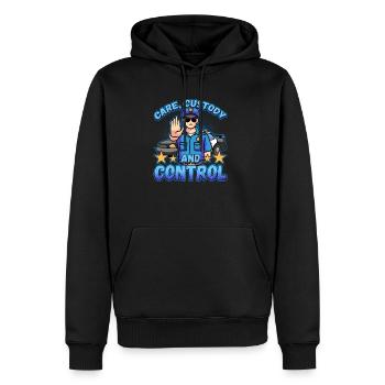 Conception de l’application de la loi pour un agent de police - Sweat à capuche Premium bio Homme - noir - Devant - Nico (187cm)