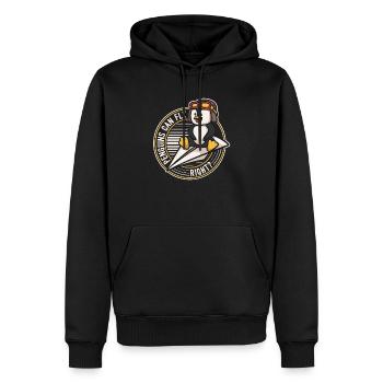 Penguins can Fly Oiseau de mer Pingouin royal - Sweat à capuche Premium bio Homme - noir - Devant - Nico (187cm)