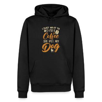 Drink Coffee and Pet my Dog Quadrupède Wauwau - Sweat à capuche Premium bio Homme - noir - Devant - Nico (187cm)