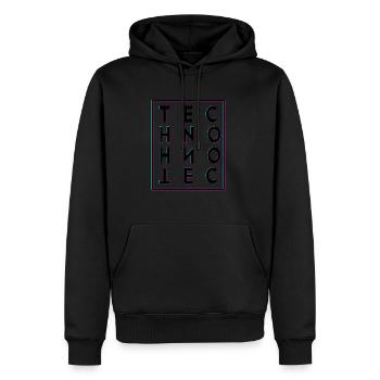 Techno - Männer Premium Bio Hoodie - Schwarz - Vorne - Nico (187cm)