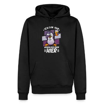 Ich bin nur wegen dem Bier hier Bier - Männer Premium Bio Hoodie - Schwarz - Vorne - Nico (187cm)