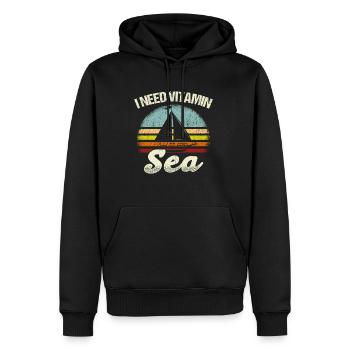 I Need Vitamin Sea Segeln Geschenk Segler Sprüche - Männer Premium Bio Hoodie - Schwarz - Vorne - Nico (187cm)