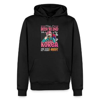 Design pop coréen pour un fan de mode K-Pop - Sweat à capuche Premium bio Homme - noir - Devant - Nico (187cm)