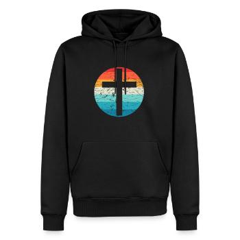 Retro Kreuz Vintage Jesus Kreuz Christliches Gesch - Männer Premium Bio Hoodie - Schwarz - Vorne - Nico (187cm)
