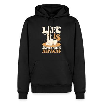 Life Is Better With Alpacas Lama Pako Huacaya - Männer Premium Bio Hoodie - Schwarz - Vorne - Nico (187cm)