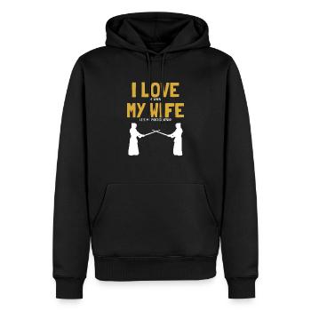 I love my Wife Kendo Kata Kenjutsu Bokuto Samurai - Männer Premium Bio Hoodie - Schwarz - Vorne - Nico (187cm)