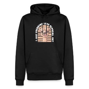 I Just Freaking Love Alpacas Huacaya Lama Pako - Männer Premium Bio Hoodie - Schwarz - Vorne - Nico (187cm)