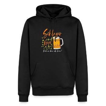 Schlagerparty Schlager und Bier darum bin ich hier - Männer Premium Bio Hoodie - Schwarz - Vorne - Nico (187cm)