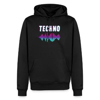 Techno Musik - Männer Premium Bio Hoodie - Schwarz - Vorne - Nico (187cm)