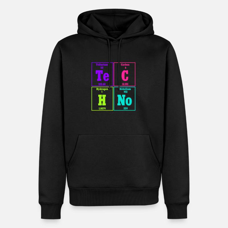 Techno Musik Rave Techno Periodensystem - Männer Premium Bio Hoodie - Schwarz
