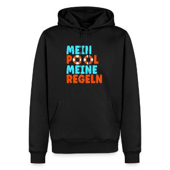 Rettungsschwimmer Bademeister Mein Pool Meine - Männer Premium Bio Hoodie - Schwarz - Vorne - Nico (187cm)
