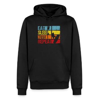 Kiteboarding Kite Kiten - Eat Sleep Kite Kitesurfe - Männer Premium Bio Hoodie - Schwarz - Vorne - Nico (187cm)