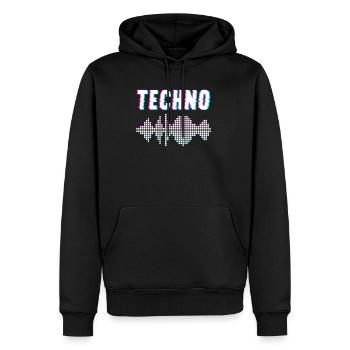 Techno Musik - Männer Premium Bio Hoodie - Schwarz - Vorne - Nico (187cm)