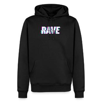 Techno Musique Rave - Sweat à capuche Premium bio Homme - noir - Devant - Nico (187cm)