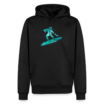 Surfing Surf Surfer - Men’s Premium Organic Hoodie - black - Front - Nico (187cm)