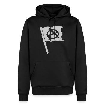 Logo drapeau symbole de l'anarchie - Sweat à capuche Premium bio Homme - noir - Devant - Nico (187cm)