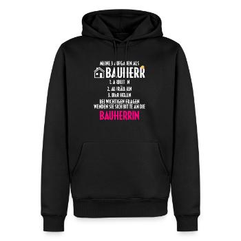 Meine Aufgaben als Bauherr - Männer Premium Bio Hoodie - Schwarz - Vorne - Nico (187cm)