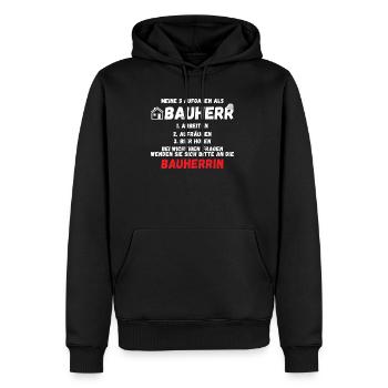 Meine Aufgaben als Bauherr - Männer Premium Bio Hoodie - Schwarz - Vorne - Nico (187cm)