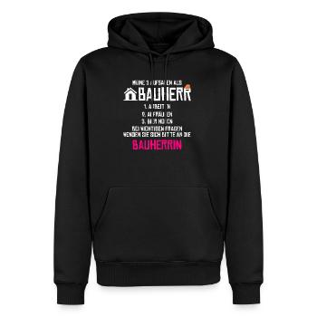 Meine Aufgaben als Bauherr - Männer Premium Bio Hoodie - Schwarz - Vorne - Nico (187cm)