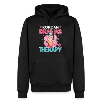 Design pop coréen pour un fan de mode K-Pop - Sweat à capuche Premium bio Homme - noir - Devant - Nico (187cm)