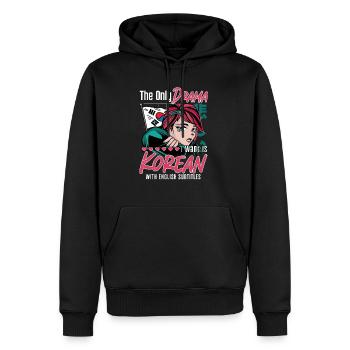 Korean Pop Design for a K-Pop Fashion Fan - Men’s Premium Organic Hoodie - black - Front - Nico (187cm)