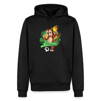 Brésil Football - Sweat à capuche Premium bio Homme - noir - Devant - Nico (187cm)