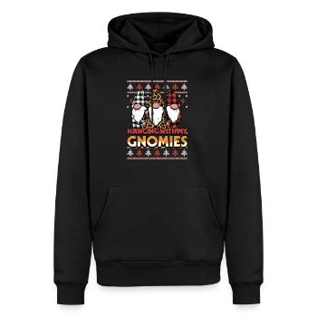 Accrocher avec mes gnomies Trois amis Gnomes - Sweat à capuche Premium bio Homme - noir - Devant - Nico (187cm)