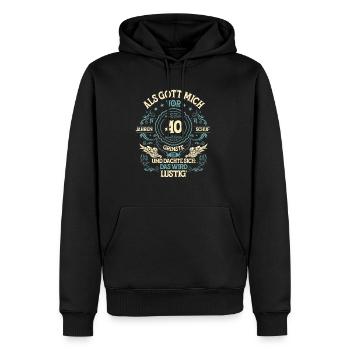 Als Gott mich vor 40 Jahren 40. Geburtstag - Männer Premium Bio Hoodie - Schwarz - Vorne - Nico (187cm)