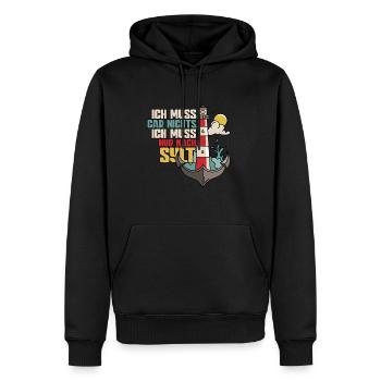 Sylt - Männer Premium Bio Hoodie - Schwarz - Vorne - Nico (187cm)