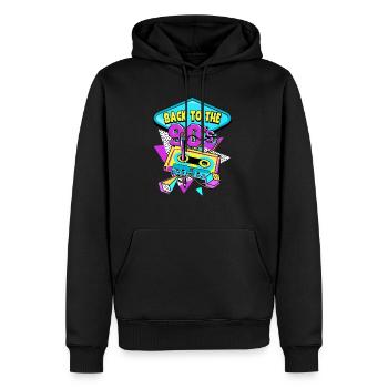 Retour des années 90 aux années 90 - Sweat à capuche Premium bio Homme - noir - Devant - Nico (187cm)